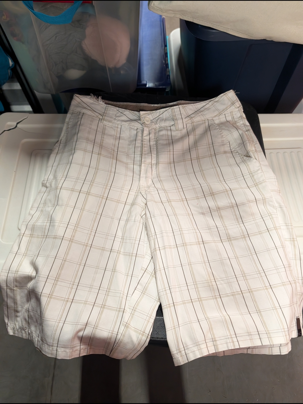 O'Neill White Plaid Men's Flat Front Shorts